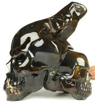 7.2" Agate Hand Carved Crystal Skull Fine Art Sculpture, Crystal Healing