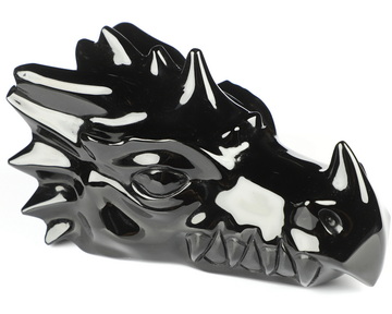 5.6" Black Obsidian Hand Carved Crystal Dragon Head Skull Sculpture, Crystal Healing