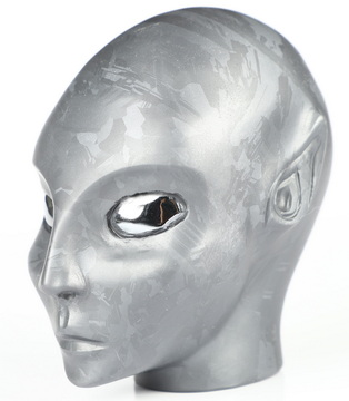 3.1" Frosted Tera-hertz Hand Carved Fairy Elf Alien Crystal Skull Companion Sculpture, Crystal Healing
