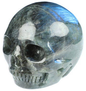 3.9" Labradorite Hand Carved Crystal Jack Skull Sculpture, Crystal Healing