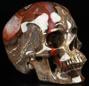 4.5" Empire Red Agate Hand Carved Crystal Skull, Super Realistic, Crystal Healing