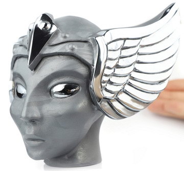 5.3" Frosted Tera-hertz Hand Carved Fairy Elf Alien Crystal Skull Companion Sculpture, Crystal Healing