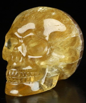 2.0" Orange Fluorite Hand Carved Crystal Skull, Realistic, Crystal Healing