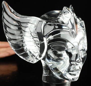 5.3" K9 Crystal Hand Carved Fairy Elf Alien Crystal Skull Companion Sculpture, Crystal Healing
