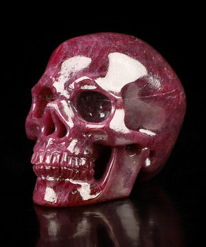 1.7" Ruby Hand Carved Crystal Skull, Super Realistic, Crystal Healing