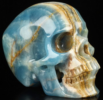 5.0" Blue Onyx Hand Carved Crystal Skull, Super Realistic, Crystal Healing