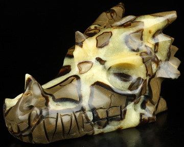 5.0" Dragon Septarian Stone Hand Carved Crystal Dragon Skull Sculpture, Crystal Healing