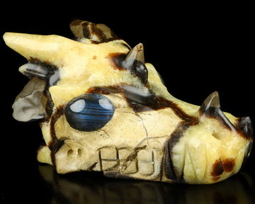 5.0" Dragon Septarian Stone Hand Carved Crystal Dragon Skull Sculpture, Crystal Healing