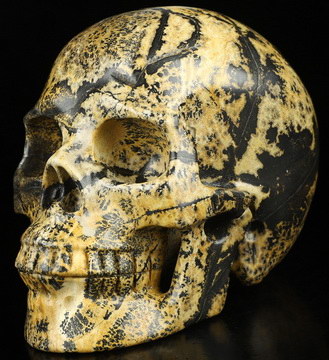 5.0" Chinese Painting Stone Hand Carved Crystal Skull, Realistic, Crystal Healing