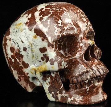 5.1" Chinese Painting Stone Hand Carved Crystal Skull, Super Realistic, Crystal Healing