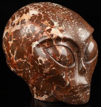 4.1" Chinese Painting Stone Star Being Female Alien Crystal Skull Companion, Hand Carved Gemstone Fine Art Sculpture, Reiki Healing Stone Statue