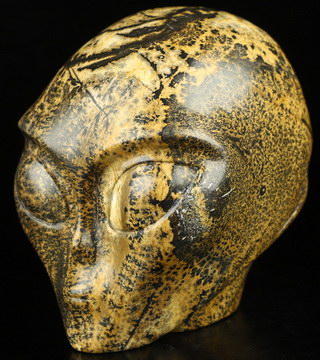 4.1" Chinese Painting Stone Star Being Female Alien Crystal Skull Companion, Hand Carved Gemstone Fine Art Sculpture, Reiki Healing Stone Statue