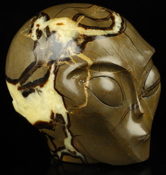 4.3" Dragon Septarian Stone Star Being Female Alien Crystal Skull Companion, Hand Carved Gemstone Fine Art Sculpture, Reiki Healing Stone Statue