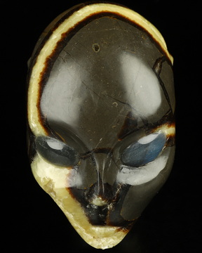 4.2" Dragon Septarian Stone Hand Carved Fairy Elf Alien Crystal Skull Companion With  Eyes, Hand Carved Gemstone Fine Art Sculpture, Reiki Healing Stone Statue