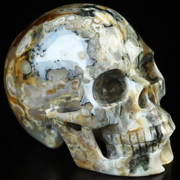 4.1" Ocean Jasper Hand Carved Crystal Skull, Realistic, Crystal Healing