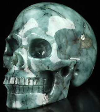 Gemstone 3.5" Emerald Hand Carved Crystal Skull, Realistic, Crystal Healing