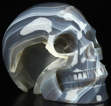 5.0" Premium Brazilian Agate Hand Carved Crystal Skull, Realistic, Crystal Healing