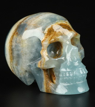 2.0" Blue Onyx Hand Carved Crystal Skull, Realistic, Crystal Healing