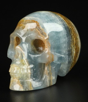 2.0" Blue Onyx Hand Carved Crystal Skull, Realistic, Crystal Healing