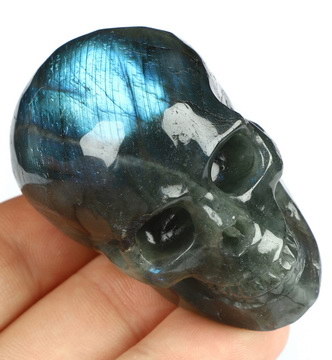 2.0" Labradorite Hand Carved Crystal Skull, Realistic, Crystal Healing