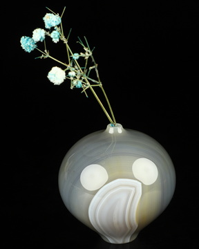2.1" Premium Brazilian Agate Hand Carved Crystal Vase Sculpture, Crystal Healing