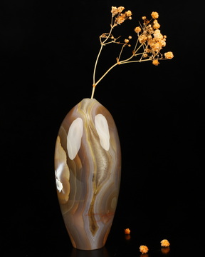 4.2" Premium Brazilian Agate Hand Carved Crystal Vase Sculpture, Crystal Healing