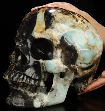 27.8LB Titan 10.7" Chinese Amazonite Hand Carved Crystal Skull, Crystal Healing