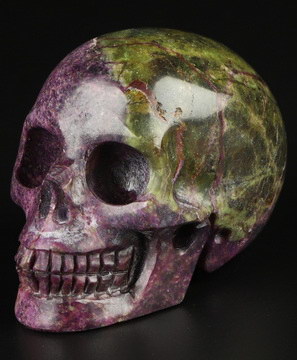 Gemstone 2.0" Stichtite and Serpentine Hand Carved Crystal Skull, Realistic, Crystal Healing