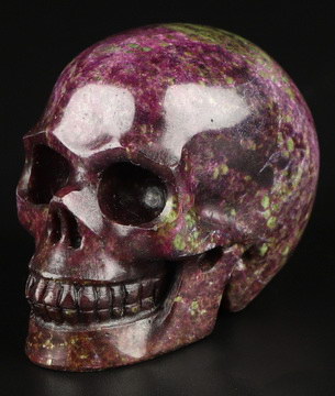 Gemstone 1.8" Stichtite and Serpentine Hand Carved Crystal Skull, Realistic, Crystal Healing
