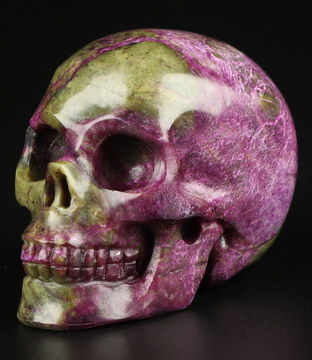 Gemstone 1.8" Stichtite and Serpentine Hand Carved Crystal Skull, Realistic, Crystal Healing