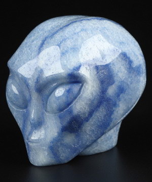 2.0" Blue Aventurine Star Being Female Alien Crystal Skull Companion, Hand Carved Gemstone Fine Art Sculpture, Reiki Healing Stone Statue