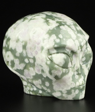 2.0" Peace Jasper Star Being Female Alien Crystal Skull Companion, Hand Carved Gemstone Fine Art Sculpture, Reiki Healing Stone Statue