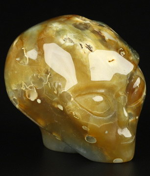 2.0" Agate Star Being Female Alien Crystal Skull Companion, Hand Carved Gemstone Fine Art Sculpture, Reiki Healing Stone Statue