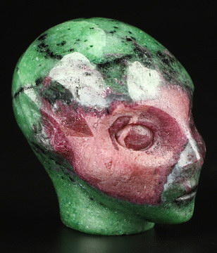 2.0" Ruby Zoisite Hand Carved Fairy Elf Alien Crystal Skull Companion Sculpture, Crystal Healing