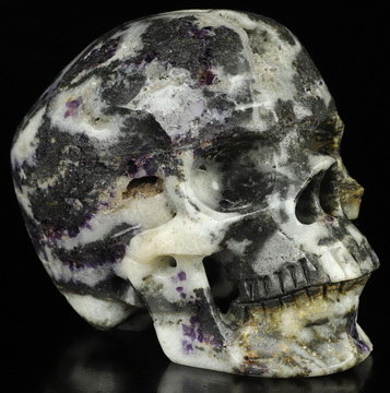 5.3" Purple white jade Hand Carved Crystal Skull, Super Realistic, Crystal Healing