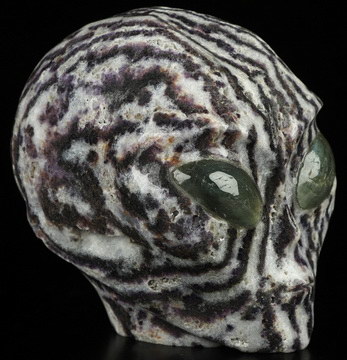 4.0" Purple white jade Hand Carved Crystal Dragon Skull with Labradorite Eyes Sculpture, Crystal Healing