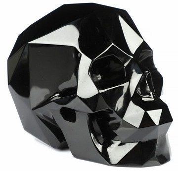 5.1" Faceted Black Obsidian Hand Carved Crystal Skull, Realistic, Crystal Healing
