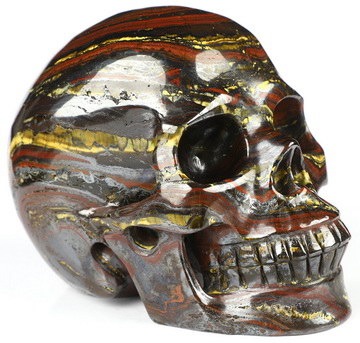 4.5" Gold Tiger Iron Eye Hand Carved Crystal Skull, Realistic, Crystal Healing