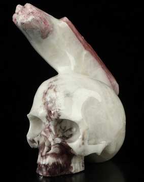 5.3" Tourmaline Hand Carved Crystal Skull Fine Art Sculpture, Crystal Healing