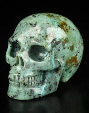 Gemstone 2.0" African Turquoise Hand Carved Crystal Skull, Realistic, Crystal Healing