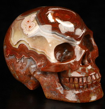Gemstone 1.8" Red Crazy Lace Agate Hand Carved Crystal Skull, Realistic, Crystal Healing