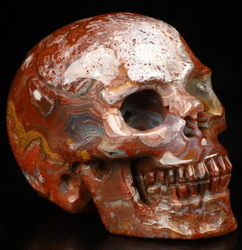 Gemstone 1.8" Red Crazy Lace Agate Hand Carved Crystal Skull, Realistic, Crystal Healing