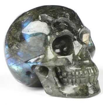 1.8" Labradorite Hand Carved Crystal Skull, Realistic, Crystal Healing