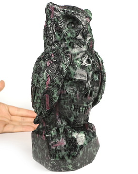 7.8" Ruby Zoisite Hand Carved Crystal Skull Fine Art Sculpture, Crystal Healing