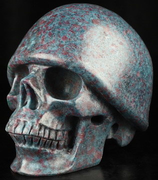 5.0" Ruby Kyanite Hand Carved Crystal Skull Fine Art Sculpture, Crystal Healing