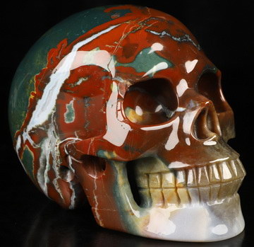 Huge 5.2" Indian Agate Carved Crystal Skull,Realistic, Crystal Healing