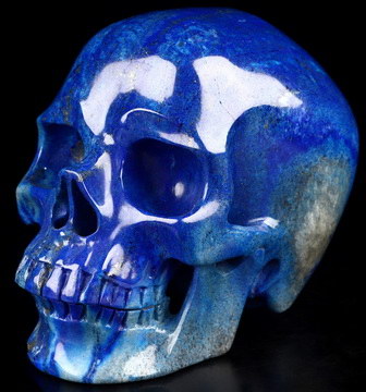 Gemstone 4.7" Lapis Lazuli Hand Carved Crystal Skull, Super Realistic, Crystal Healing