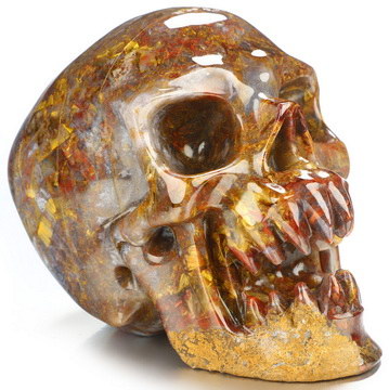 5.5" Pietersite Hand Carved Crystal Zombie Skull Sculpture, Crystal Healing
