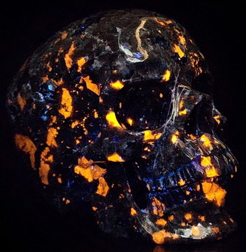 5.1" Yooperlites Hand Carved Crystal Skull, Super Realistic, Crystal Healing