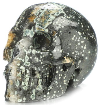 3.5" Ocean Jasper Hand Carved Crystal Skull, Realistic, Crystal Healing